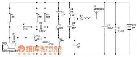 1000m single pipe oscillation FM transmitting circuit diagram