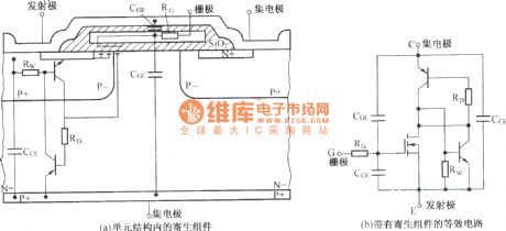 IGBTNPT structural main parasitic component and equivalent circuit