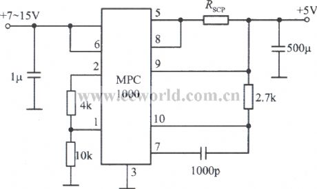 5V、3A regulated power supply circuit composed of MPC1000 integrated regulator
