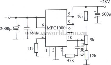 28V、10A regulated power supply composed of MPC1000