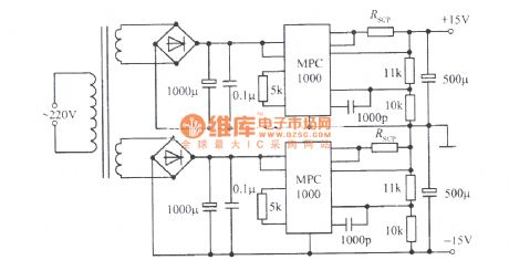 ±15V、10A symmetric regulated power supply composed of MPC1000