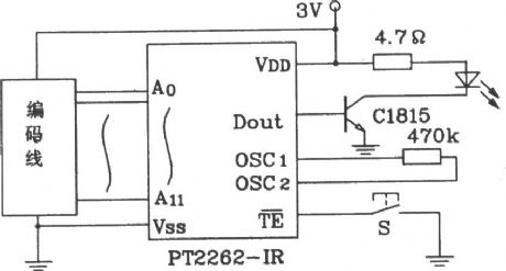 PT2262 IR and PT2272 Infrared remote control transmitter and receiver integrated circuit diagram