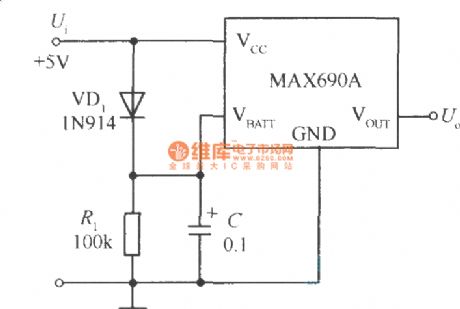 Using large capacitor C to instead back up battery circuit