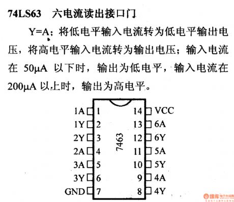 74 series digital circuit of 74LS63 hex current-reading interface gate