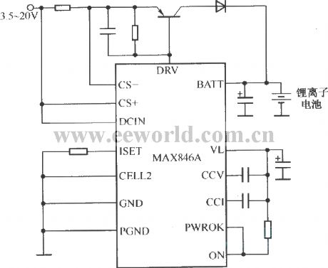 MAX846A most typical application circuit charging circuit