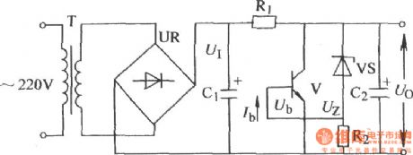 The over-current protection transistor voltage regulating circuit