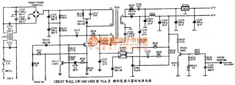 The power supply circuit diagram of GREAT WALL GW-140/140H type VGA multiple frequency color display