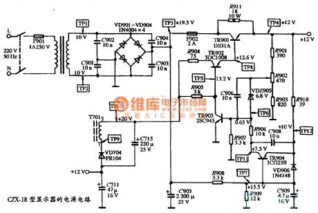 The power supply circuit diagram of CZX-18 type display