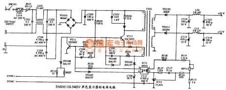 The power supply circuit diagram of DARAS CH-5403V type monochrome display