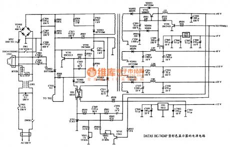 The power supply circuit diagram of DATAS HC-7424P type color display