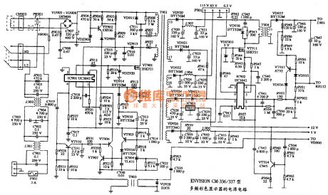 The power supply circuit diagram of ENVISION CM-336/337 type multiple frequency color display