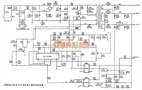 The power supply circuit diagram of COMPAQ 420 type VGA color display