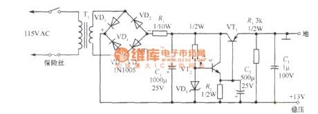 13V 2A simple stabilized voltage supply circuit
