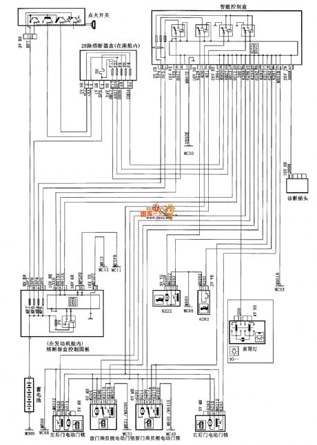 XSARA saloon car central door lock circuit diagram