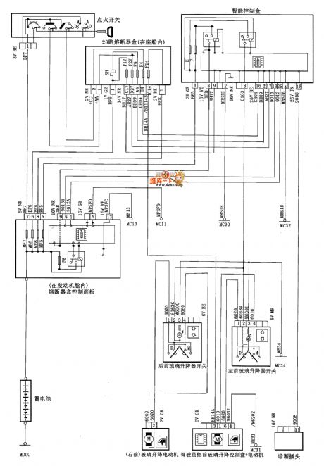 XSARA saloon car front motor-driven window general circuit diagram