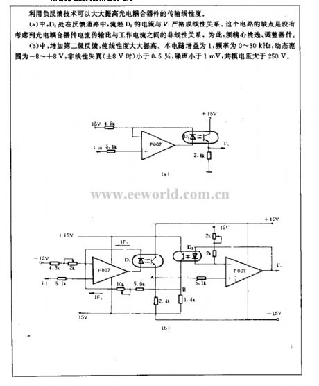 Improved photoelectric isolator linear circuit