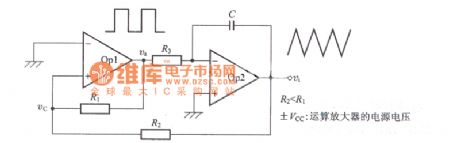 Square wave and triangle wave oscillating circuit