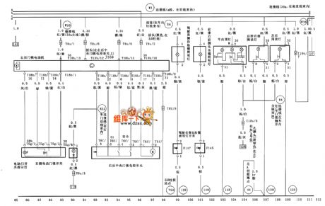 VW Passat rear door electronic control unit, centre door lock electronic control unit circuit diagram
