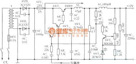 The application circuit of pulse width modulated type switching stabilized voltage supply