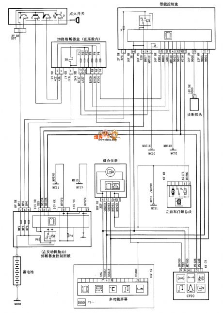 XSARA saloon car key forgotten alarm and transponder circuit diagram