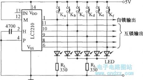LC2210 interlocking output application circuit diagram