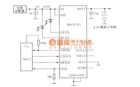 Charger circuit composed of MAX1501