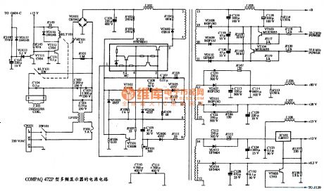 The power supply circuit diagram of COMPAQ 472P type multiple frequency color display