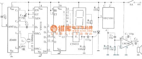 Composed of FDD400-1 and JDD400-1 digital wireless bleep system circuit diagram