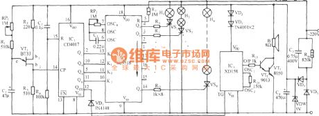 SE9518 multi-pattern program control color lamp with classical music automatic control circuit