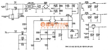 The power supply circuit diagram of IBM 5153-002 color display