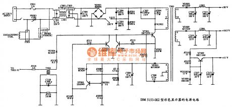 The power supply circuit diagram of IBM 5153-002 color display
