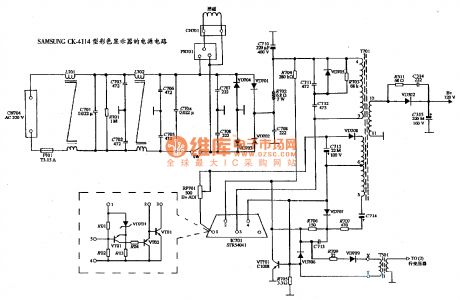 The power supply circuit diagram of SAMSUNG CK-4114 type color display
