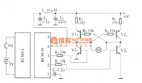Remote control toy car circuit diagram(transceiver module composed of RCMlA / RCMlB)