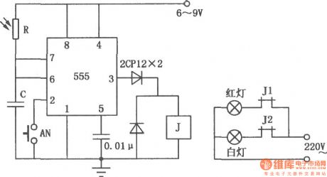 Automatic exposure timing circuit composed of 555