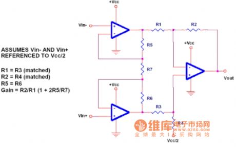 Operation amplifiering instrumentation amplifier circuit