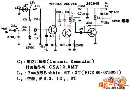 FM modulation circuit diagram using ceramic resonator