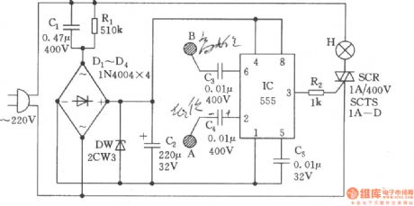 Desk lamp touch switch circuit