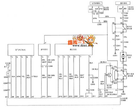 Shanghai GM BUICK（Excelle）saloon car air-conditioning system circuit diagram(two)