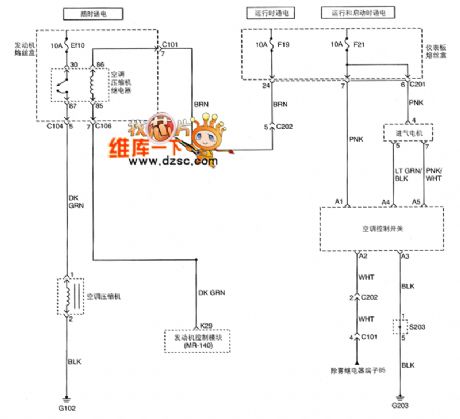 Shanghai GM BUICK（Excelle）saloon car air-conditioning system circuit diagram(three)