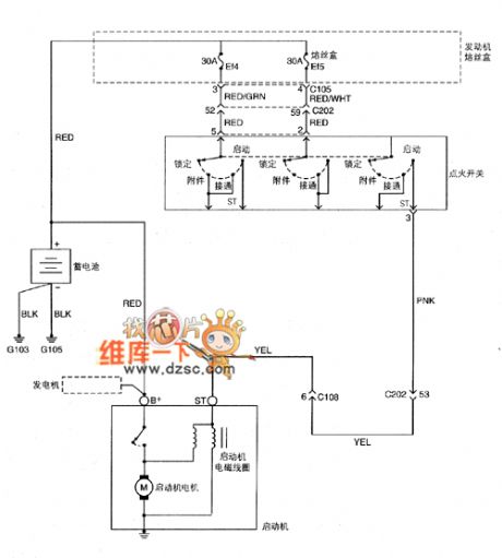 Shanghai GM BUICK（Excelle）saloon car starting system circuit diagram