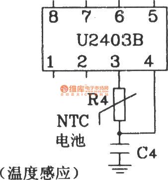 Temperature protection circuit composed of U2403B constant current charging timer
