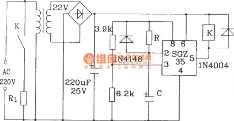 Delay circuit composed of SGZ35 time control integrated circuit