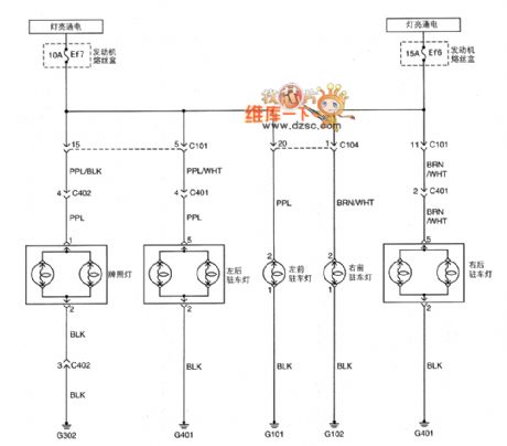 Shanghai GM BUICK（Excelle）saloon car lighting system circuit diagram(six)