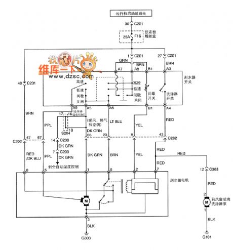 Shanghai GM BUICK（Excelle）saloon car windshield wiper/scrubber circuit diagram(one)