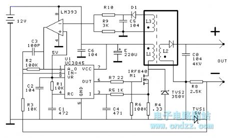 Switching power supply type high voltage constant current source circuit diagram