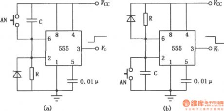 The timing circuit composed of 555