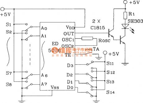 Infrared remote control code decoding circuit composed of ED5026/5027