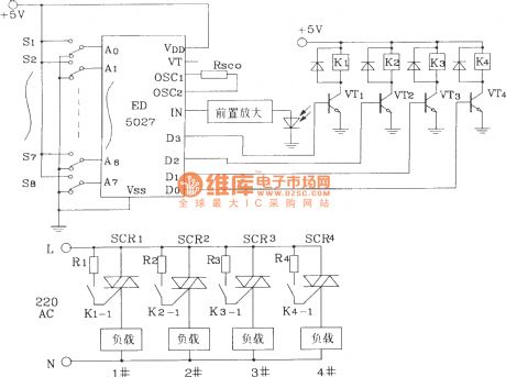 Infrared remote control code decoding circuit composed of ED5026/5027