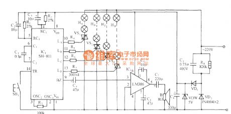 SH-811 festival color lamp with piano music control circuit