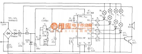 SH-808 festival color lamp with multiple music synchronous phonation control circuit 1